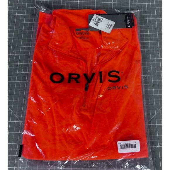 Orvis Mens Drirelease 1/4 Zip Long Sleeve Shirt Orange UV Protection Small - Picture 3 of 8